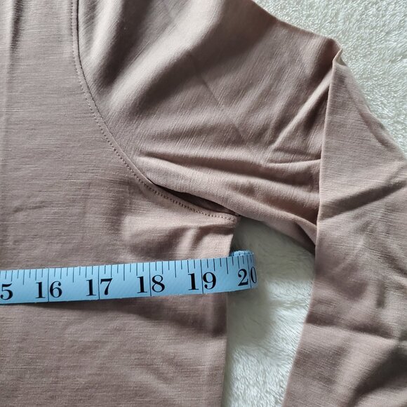 Woolx Elena V Neck 3/4 Sleeve Wool Blend Top Mocha Meringue Small - Picture 6 of 12